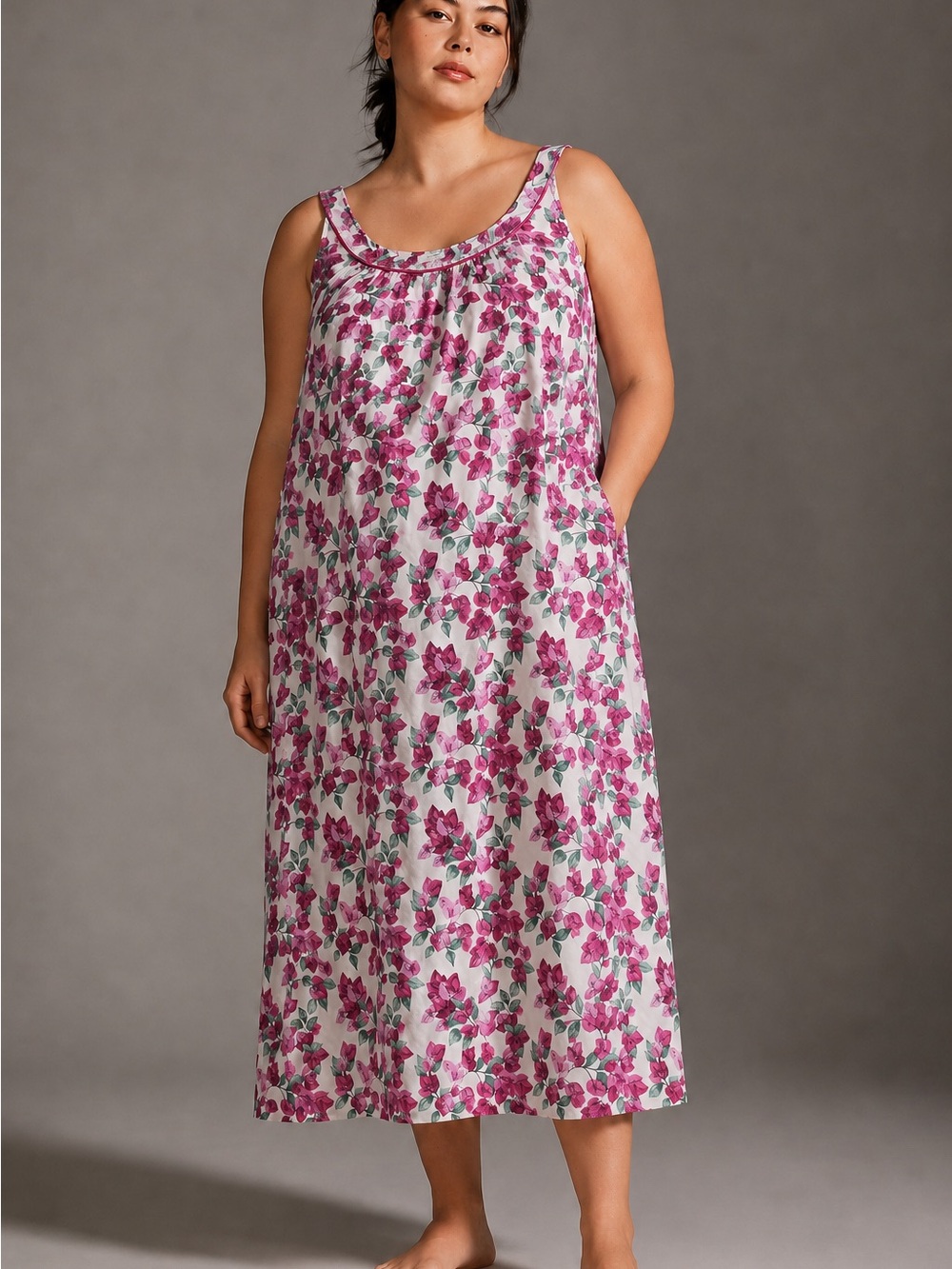 BedHead Pajamas Pink Floral Organic Cotton Sleeveless Nightgown XL